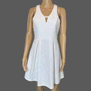 Francescas A-Line Dress Small S Off-White Full Lace Sleeveless Knee Length